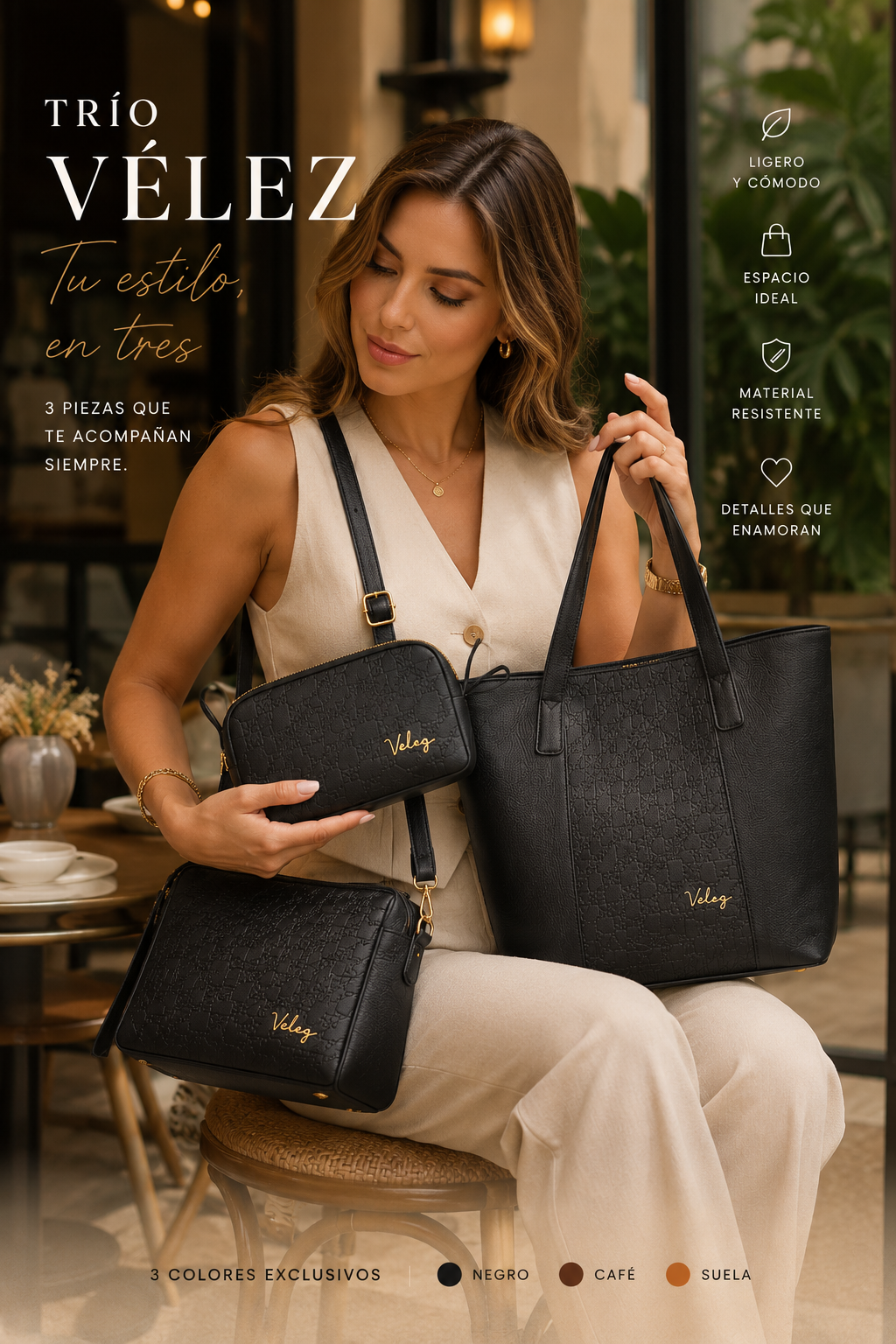 TRIO BOLSO BILLETERAS VELEZ
